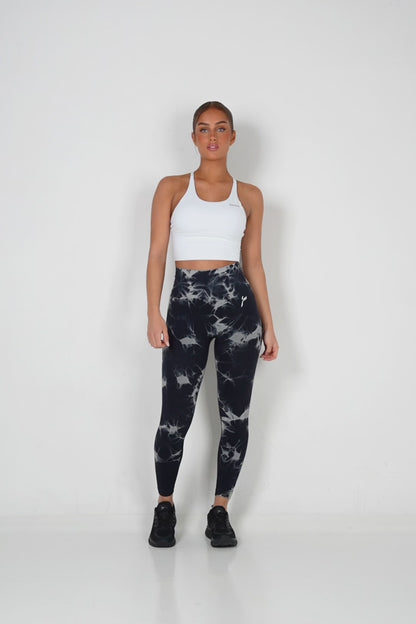 Black Tie Dye Scrunch Leggings - for dame - Famme - Leggings